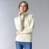 Women High Neck Knitted Sweater Long Sleeve Stranded Flower Bottoming Sweater