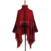 Women Mid-Length Turtleneck Sweater Fringed Cloak Shawl