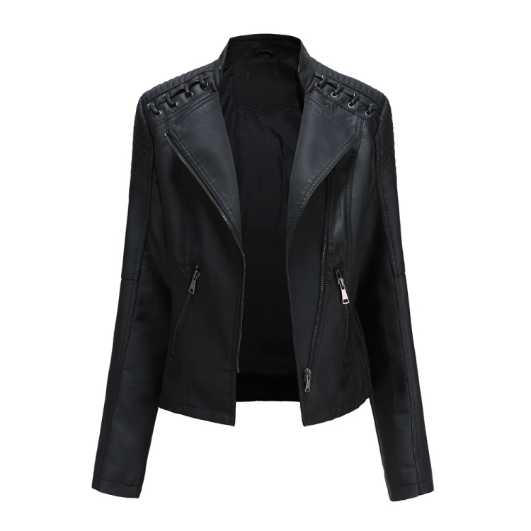Women Short Leather Jacket Slim Jacket Motorcycle Suit