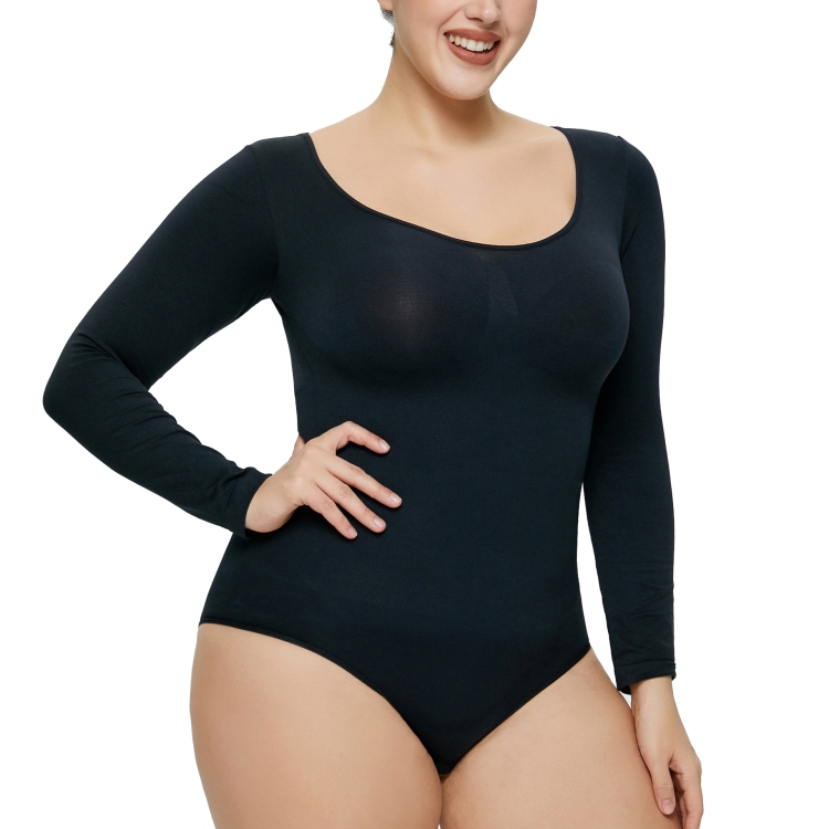 Spring Autumn Women Long-Sleeve O-neck  Bodysuit Skinny Elastic Jumpsuits