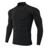 Men High Neck Fitness Long Sleeve Athletic Running T-Shirt Stretch Quick Dry Stand Up Sweatshirt