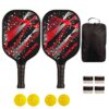 CAMEWIN  Carbon Fiber Pickleball Racket Set Include 2 Paddles+4 Balls+4 Hand Glue+1 Cover Bag
