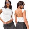 Women Sexy Backless Top Comfortable Breathable Slim Fit T-Shirt