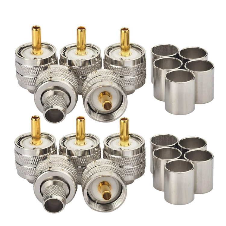 10pcs /Pack UHF Male Crimp Adapter RF Copper Shaft Connector