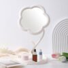 Sunflower Shape Makeup Mirror With Tray Rotatable Student Desktop Flower Beauty Mirror