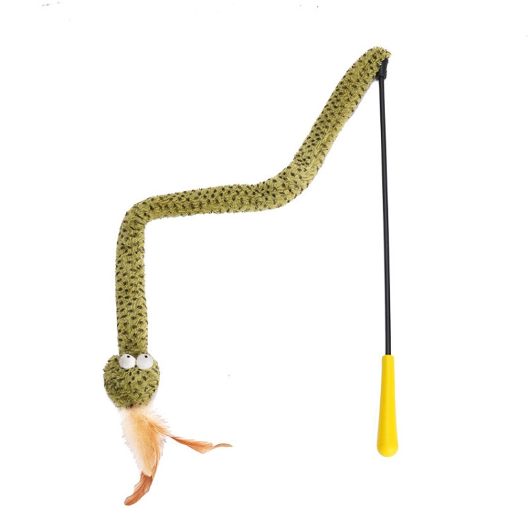 Snake Teaser Stick Plush Feather Long Pole Interactive Self Playing Cat Toy