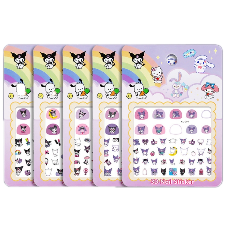 5pcs /Set Sanrio Children Non-toxic Waterproof Luminous Nail Stickers