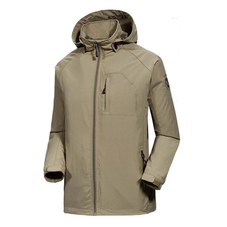 Men Casual Youth Full Zip Hooded Rainproof Jacket