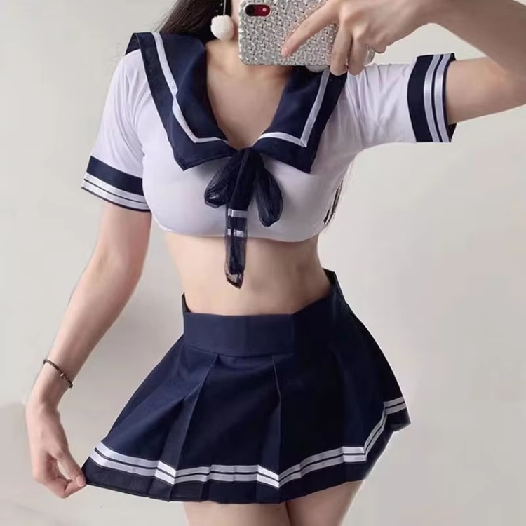 Sexy Erotic Lingerie Bed Passion Hot Student Uniform JK Pleated Skirt Cosplay Tease Pajama Robe