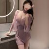 Women Sexy Kimono Lingerie See Through Girdle Anime Geisha Nightdress Roleplay Bow Bathrobe