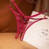 Women Cross Strap Ultra Thin Hollow Out Seductive Open Lace Sexy Thong Panties