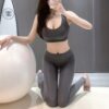 Women Sexy Erotic Yoga Uniform Set Hidden Zippers Open Crotch Hot Yoga Pants Night Clubwear