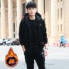 3 In 1 Autumn Men Plus Velvet Sweatshirt Pants Sportswear Suit Teenagers Loose Casual Warm Sports Suit