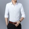 Men Long Sleeve Shirt Slim Fit Youth Solid Color Shirt Business Dress Professional Formal Cardigan