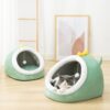 Cartoon Dinosaur Semi-enclosed Warm Bed for Cats Removable and Washable Pet Bed