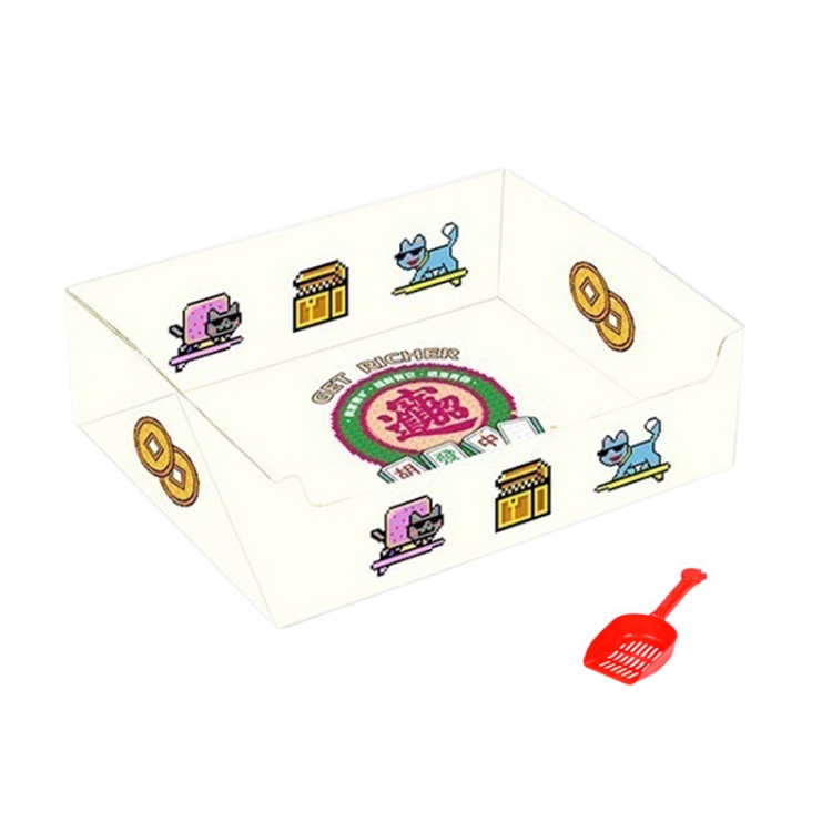 Disposable Monthly Throwing Cat Litter Box Portable Folding Paper Waterproof Cat Litter Toilet With Shovel