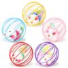 Plush Mouse Ball Cat Toy in Painted Wire Cage with Feather Tail