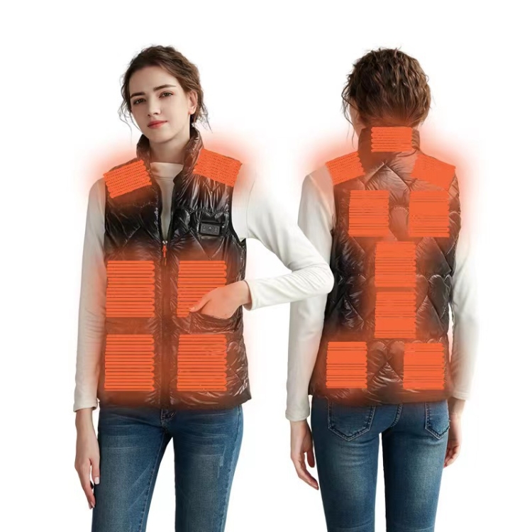 15 Areas Heated Shiny Vest For Women With 3 Independent Temperature Control