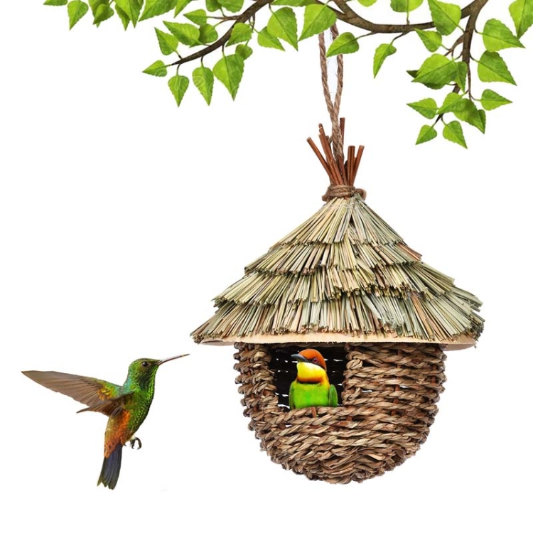 Straw Garden Decoration Birdhouse Hand-Woven Outdoor Birdcage Pendant