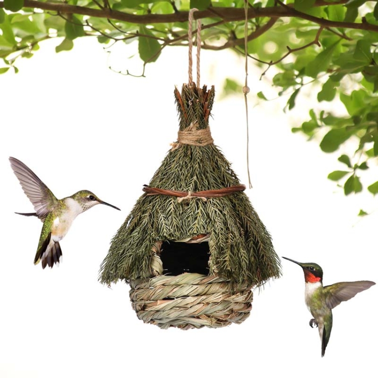 Grass Woven Natural Pine Needle Birdhouse Outdoor Hanging Decorative Bird Cage