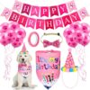 Pet Birthday Party Banner Pull Flag Birthday Hat Dog Paw Balloon Saliva Towel Bow Tie Pet Dress Up Props