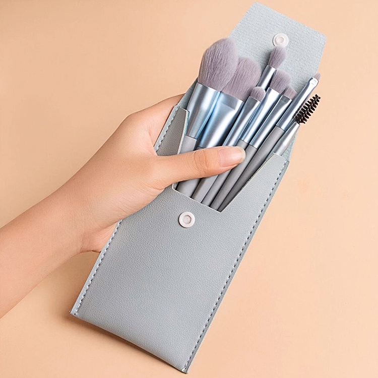 8pcs / Set Matte Plastic Handle  Mini Makeup Brush Set with Storage Bag