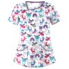 Printed Round Neck Slim-fit Nurse Uniform T-shirt (Color:Light Blue Size:XXXL)