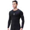 SIGETU Men Long Sleeve Quick-drying Workout Clothes (Color:Black Size:XXL)