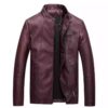 Men Slim-fit Washed PU Leather Jacket