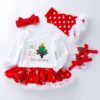Four-piece Baby Snowflake Long-sleeved Dress (Color:Candy Size:59)