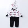 Two-piece Baby Long-sleeved Cartoon Print Jumpsuit Hat