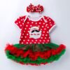 Christmas Baby Short-sleeved Cartoon Print Romper Dress Baby Mesh Dress Tutu Skirt (Color:Red Santa Claus Size:59)