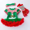 Christmas Baby Short-sleeved Three-piece Baby Romper Tutu Skirt
