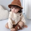 Autumn Baby Squirrel Embroidered Pattern Cotton Triangle Romper