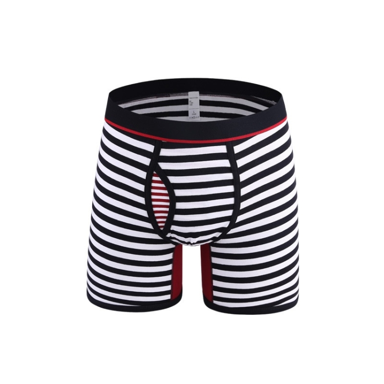 Striped Cotton Men Underwear Fat Guy Plus Long Boxer Underwear