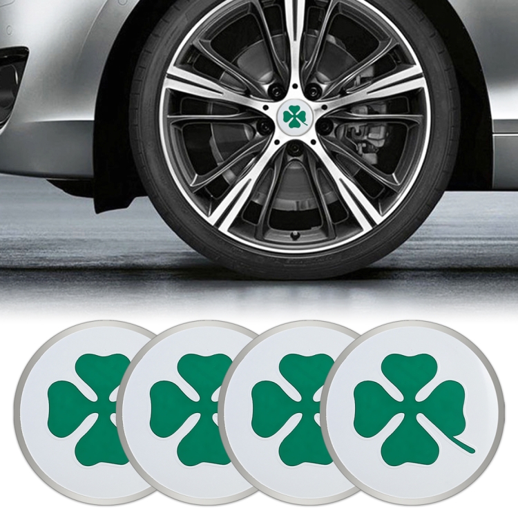 4 in 1 Car Four Leaf Clover Pattern Wheel Hub Decorative Sticker, Diameter: 5.8cm(White)