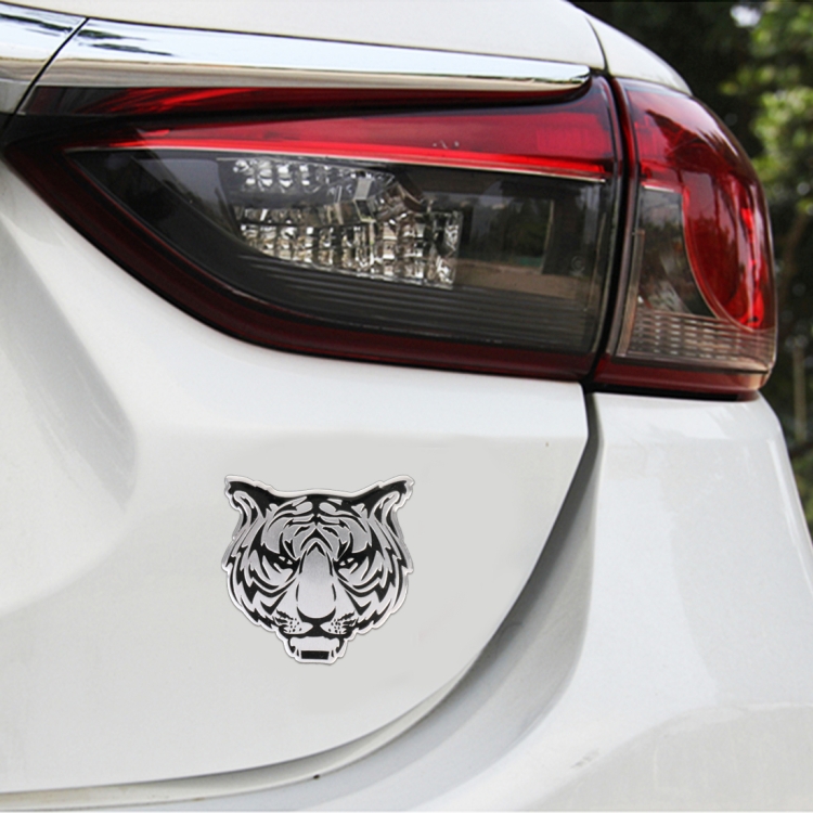 Car Tiger Metal Stickers Personalized Aluminum Alloy Decorative Stickers, Size:8 x 7.5cm