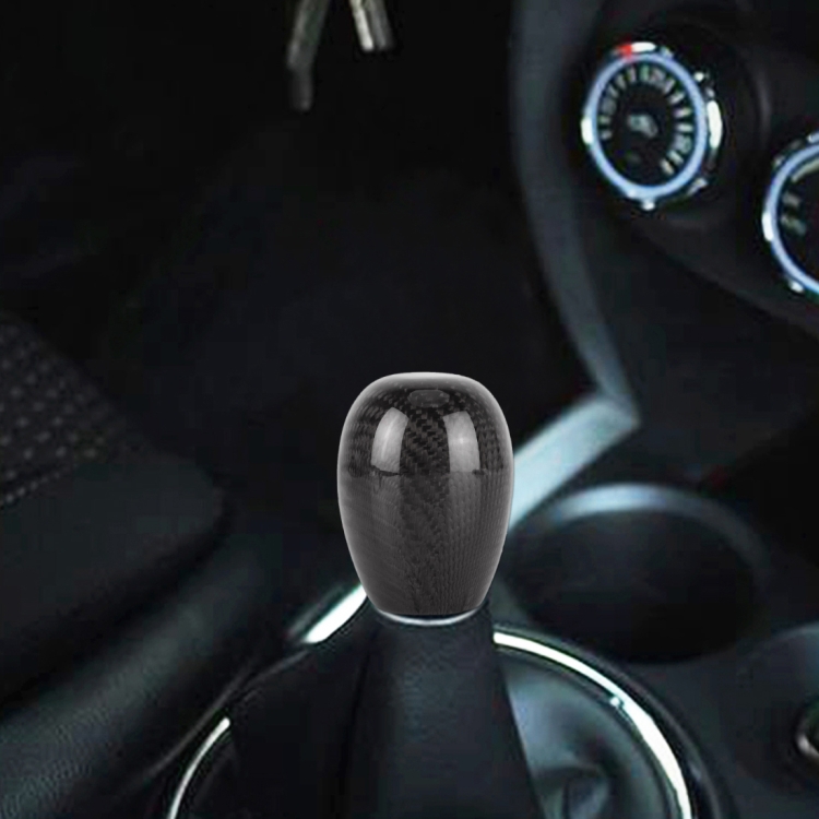 Car Carbon Fiber Pattern Gear Shift Knob Short Style Duck Egg Type Automatic Gear Head