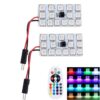 2 PCS Colorful 41MM T10 + Bicuspid Port Remote Control Car Dome Lamp LED Reading Light with 15 LED Lights