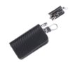 Universal Leather Carbon Fiber Texture Waist Hanging Zipper Wallets Key Holder Bag (No Include Key)