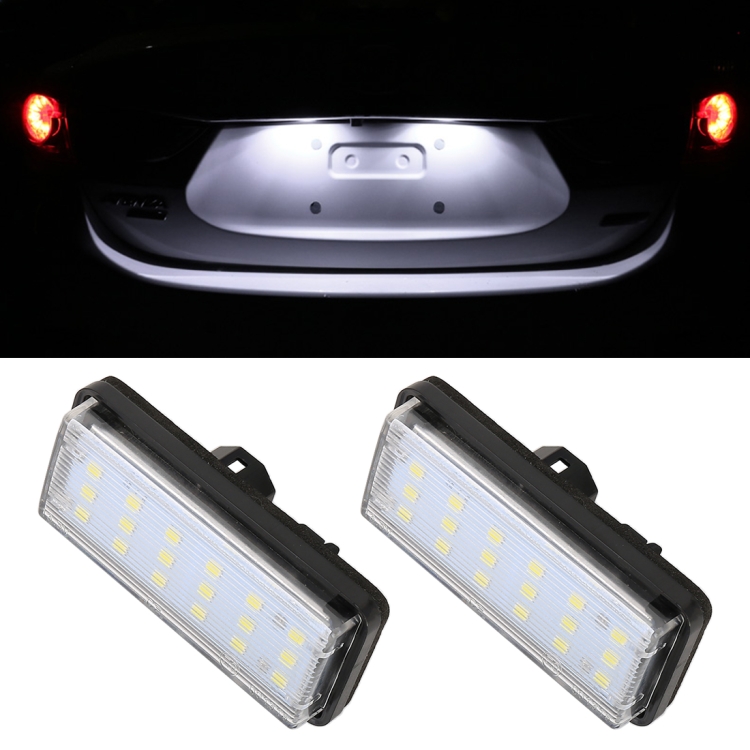2 PCS DC12V / 1.5W/ 6000K / 100LM Car LED License Plate Light 18LEDs SMD-3528 Lamps for Lexus