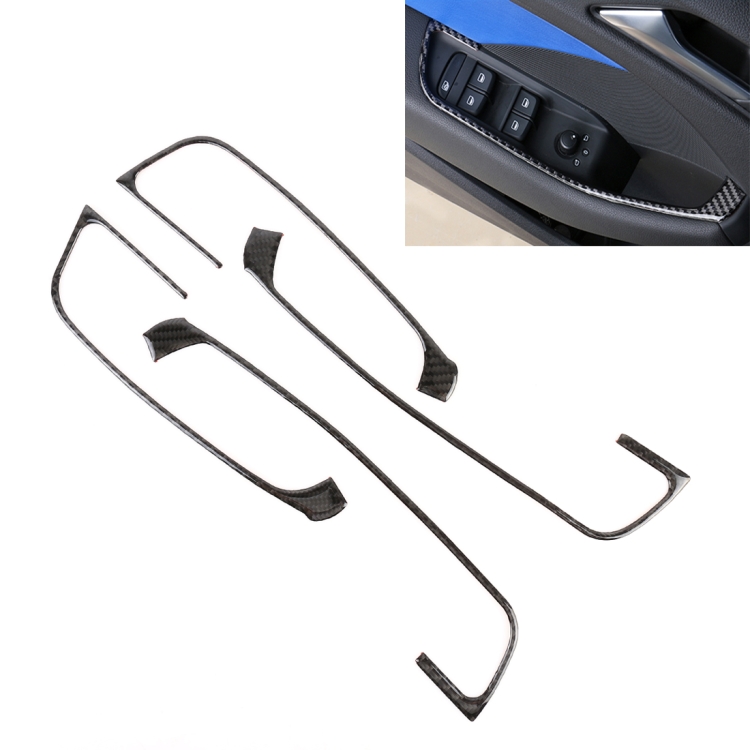 4 PCS Car Carbon Fiber Door Button Decorative Frame for Audi A3 2014-2018
