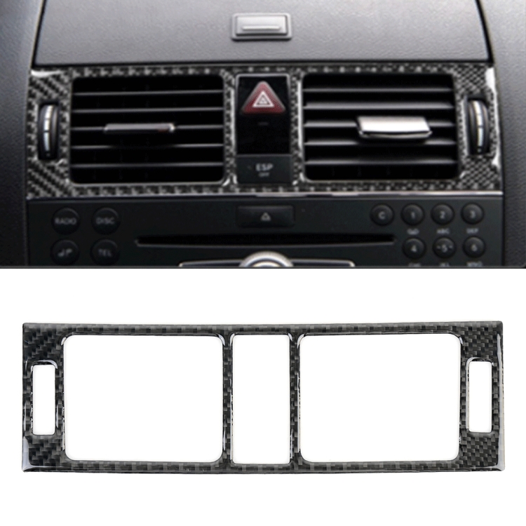 Car Dashboard Air Conditioning Frame Carbon Fiber Decorative Sticker for Mercedes-Benz W204 2007-2013