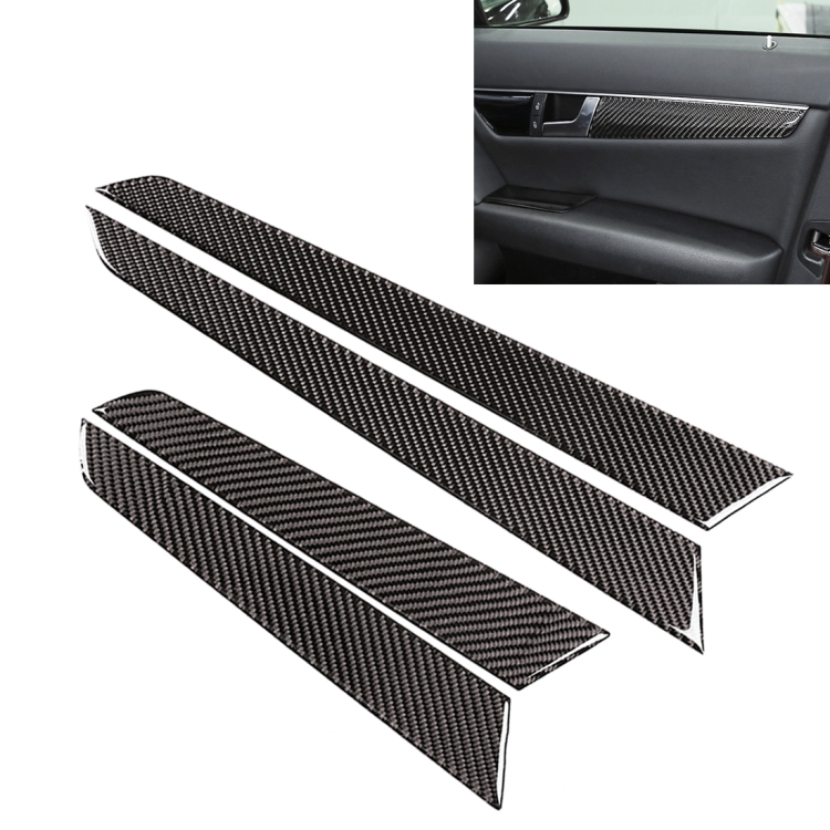 4 PCS Car Door Panel Carbon Fiber Decorative Sticker for Mercedes-Benz W204 2007-2013