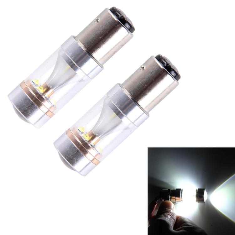 2 PCS 1157/BAY15D 30W 350 LM 6000K White Light 6 LED Canbus Car Brake Light Bulb, DC 12V