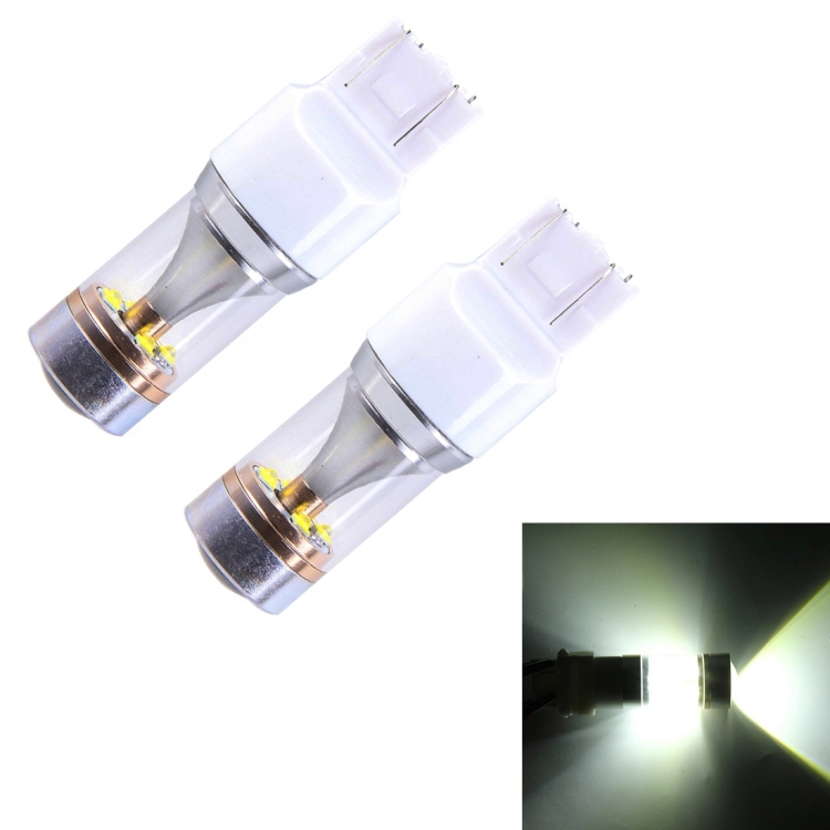 2 PCS T20/7443 350 LM 6000K Dual Wires 30W White Light 6 LED Canbus Car Brake Light Bulb, DC 12V