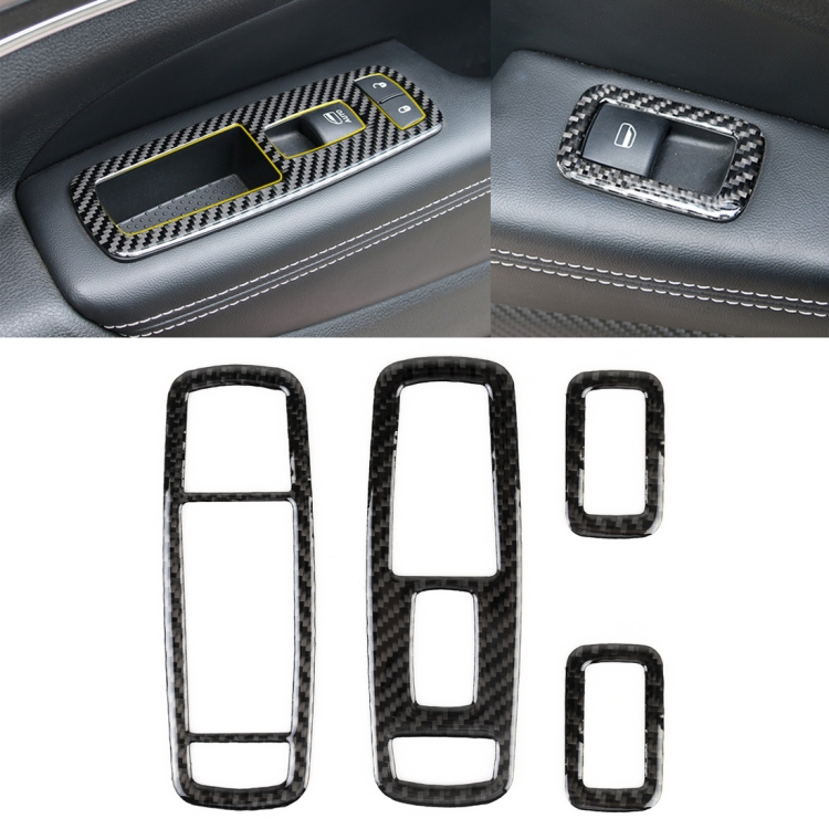 4 PCS Car Window Lift Switch Panel Carbon Fiber Decorative Sticker for Jeep Grand Cherokee 2011-2018