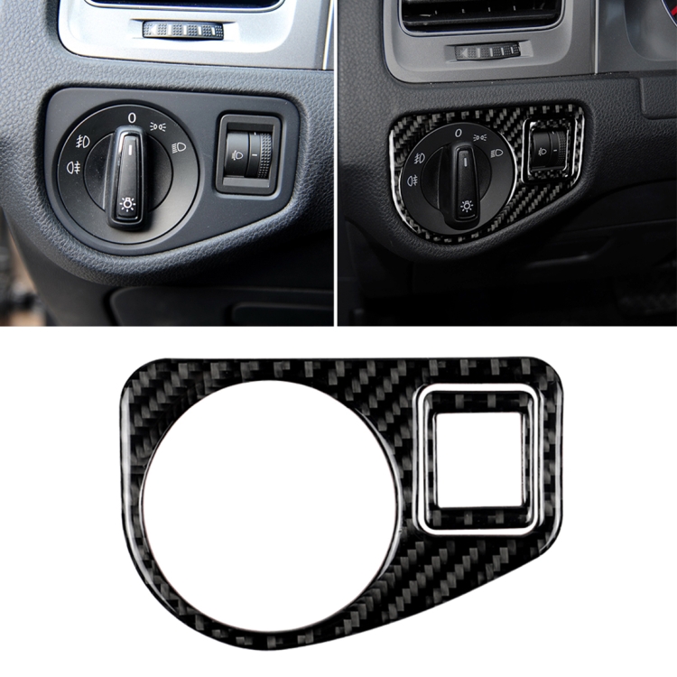 Car Carbon Fiber Headlight Switch Panel Decorative Sticker for Volkswagen Golf 7 2013-2017, Left Drive