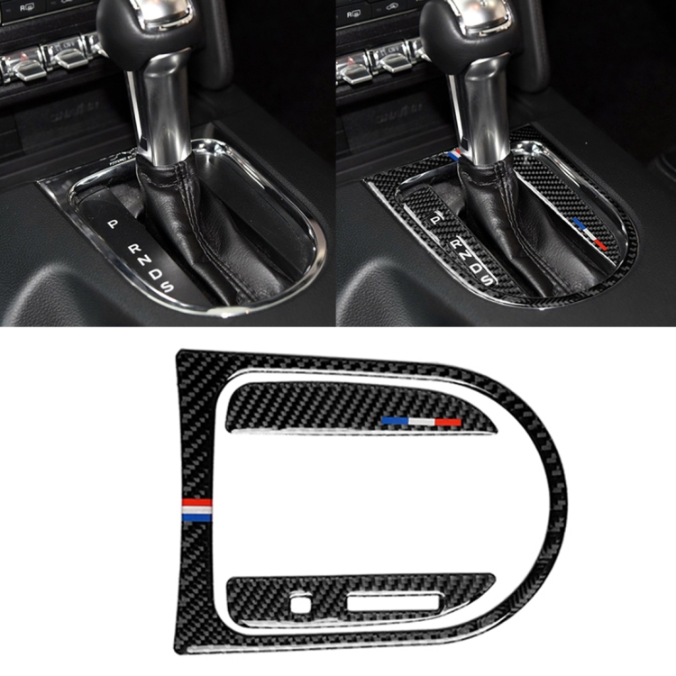 3 PCS Car USA Color Carbon Fiber Gearshift Panel Frame Decorative Sticker for Ford Mustang 2015-2017, Left Drive