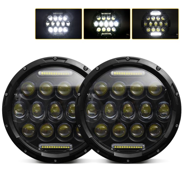 2 PCS 7 inch DC10-48V 36W 6000K Harley Motorcycle Headlight with 12 SMD-5630-LED Lamps and 12 Crystal Lamp Beads